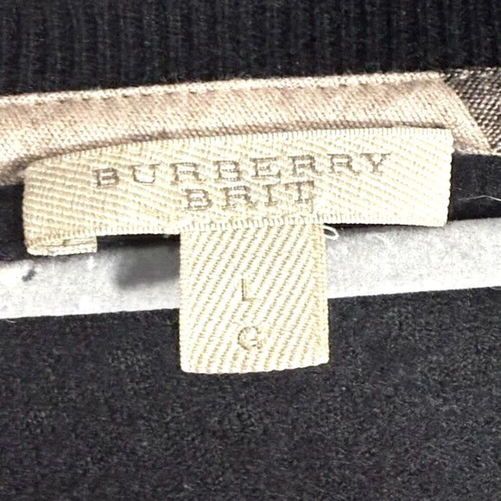 Burberry Mns blk W/Classic Plaid shoulder Epaulettes Crewneck Sweater Knit Sz L - Picture 3 of 9